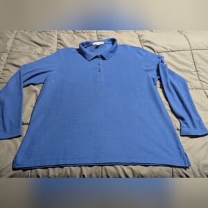Port Authority Ladies' XL Vibrant Royal Blue Long Sleeve Pique Polo Like New